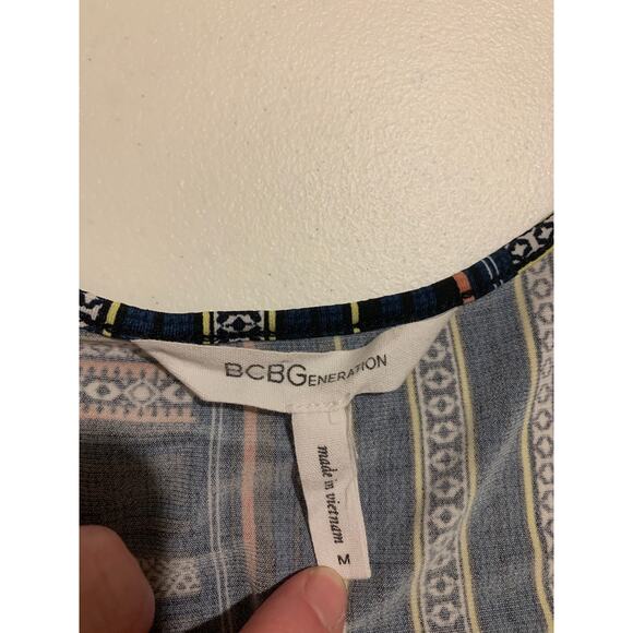 BCBGeneration Geometric Romper Womens Size Medium Blue Black Strappy Artsy - Picture 7 of 8